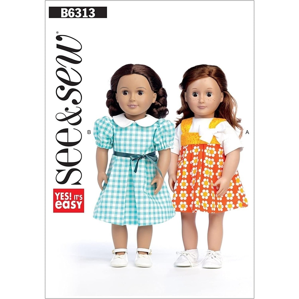Butterick See and Sew Sewing Pattern 6313 Doll Clothes 18"‎